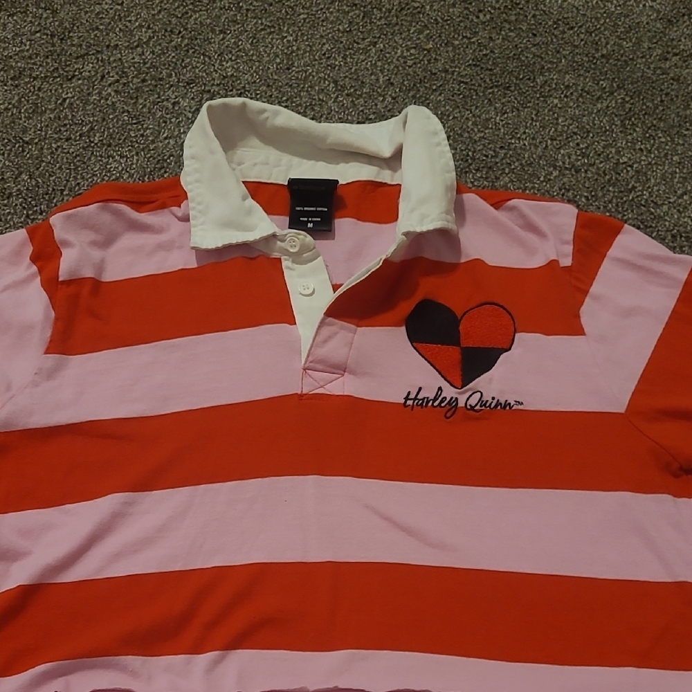 Pink and Red Polo Shirt with Heart Emblem